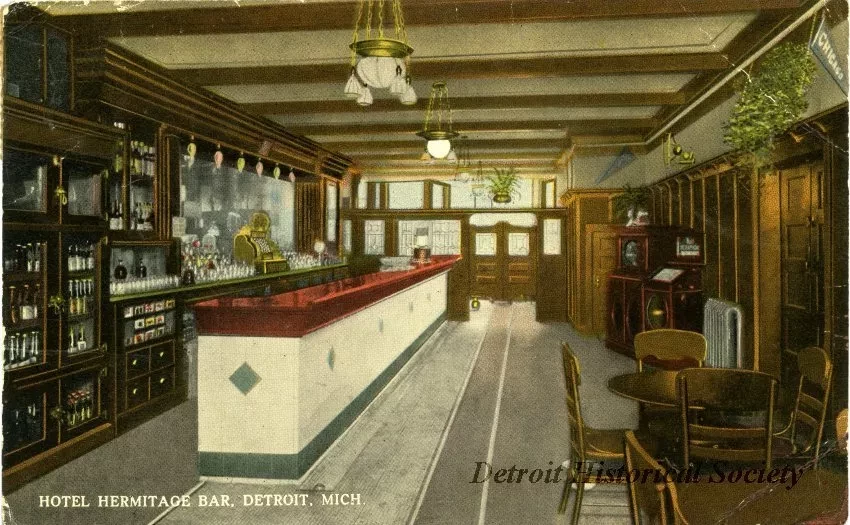 Postcard - Hotel Hermitage Bar, Detroit, Mich.
