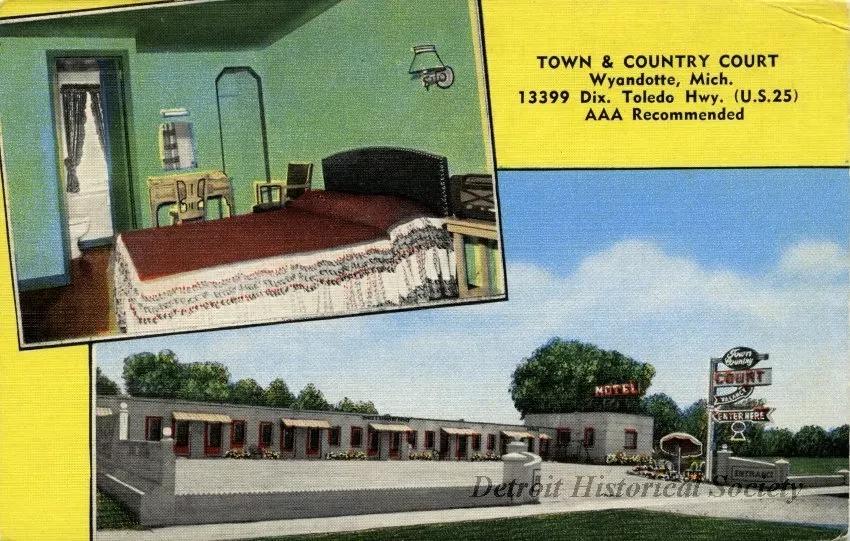 Postcard - Town & Country Court
Wyandotte, Mich., 13399 Dix. Toledo Hwy. (U.S. 25)
AAA Recommended