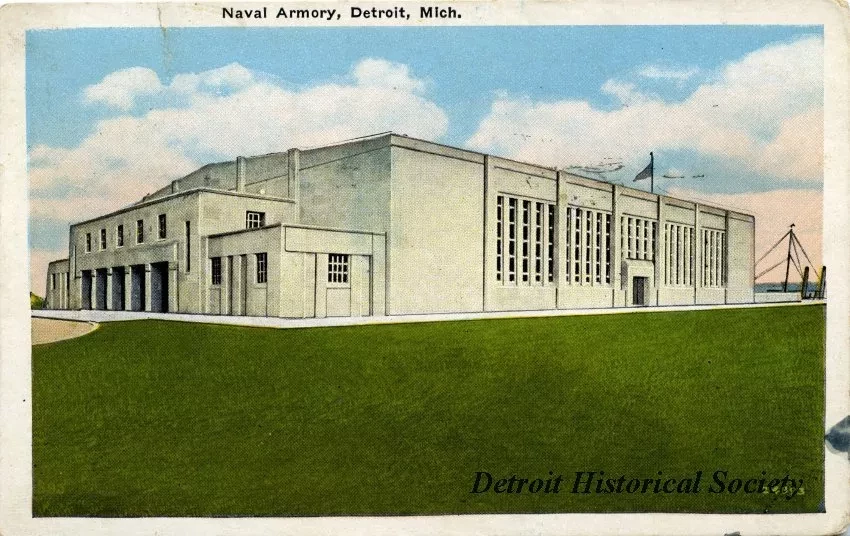 Postcard - Naval Armory, Detroit, Mich.