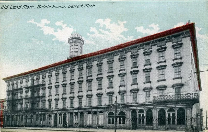 Postcard - Old Land Mark, Biddle House, Detroit, Mich.
