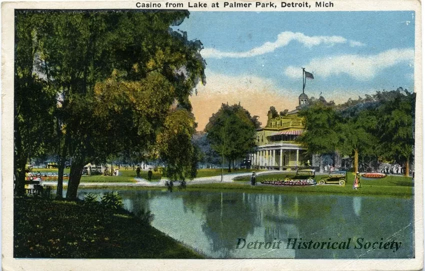 Postcard - Casino from Lake at Palmer Park, Detroit, Mich.
