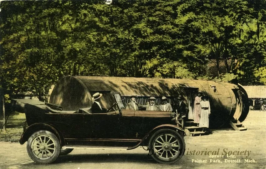 Postcard - Spruce Log, Palmer Park, Detroit, Mich.