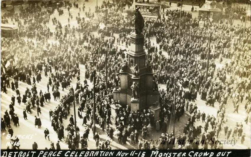 Postcard - Detroit Peace Celebration, Nov 11-18, Monster Crowd Out