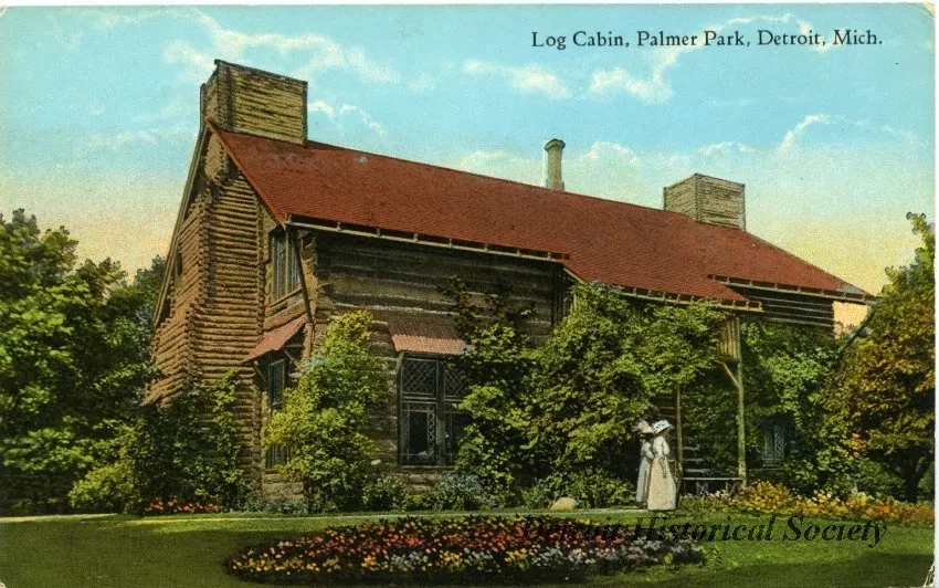 Postcard - Log Cabin, Palmer Park, Detroit, Mich.