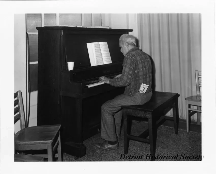 Print, Photographic - Old Man Playing Piano in Belle Isle Casino