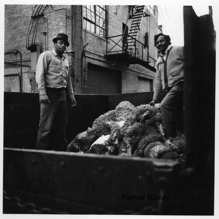 Print, Photographic - Workers with Sheep Hides - Eastern Market