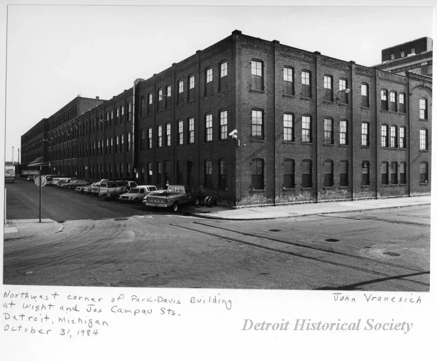 Print, Photographic - Northwest Corner of Park-Davis Building at Wight and Jos Campau Sts., Detroit, Michigan