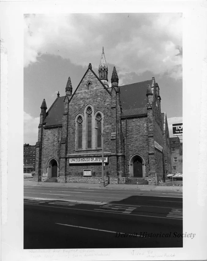 Print, Photographic - Woodward Ave Baptist Church, South West corner from across Woodward
