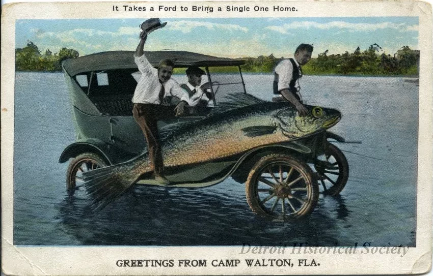 Postcard - It Takes a Ford to Bring a Single One Home.
Greetings from Camp Walton, FLA.