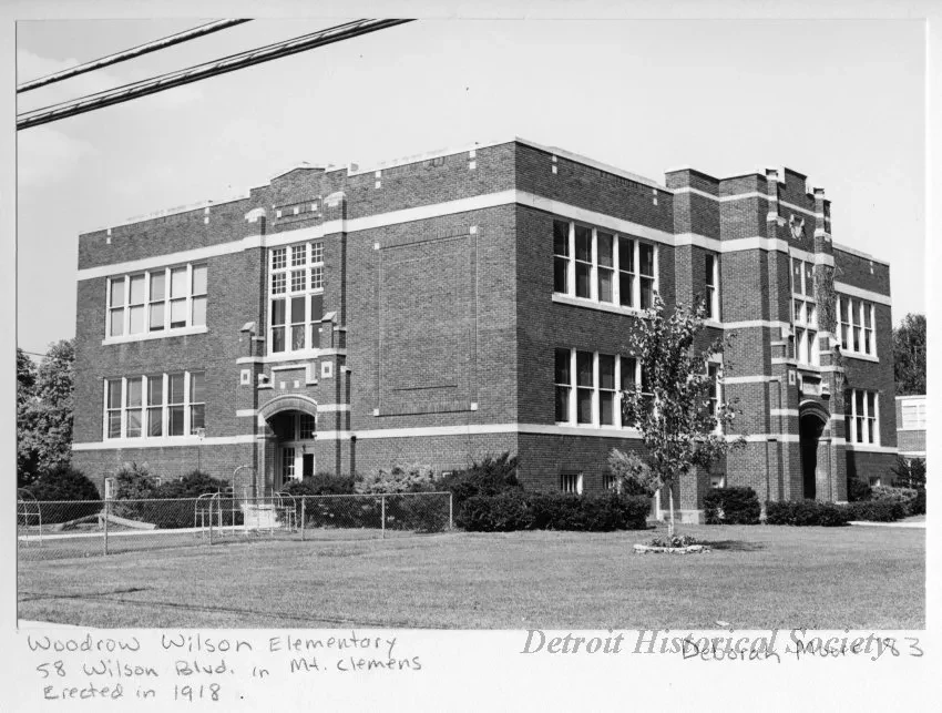 Print, Photographic - Woodrow Wilson Elementary; 58 WIlson Blvd. in Mt. Clemens; Erected in 1918,