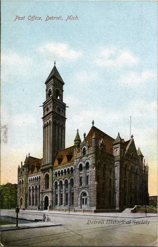 Postcard - Post Office, Detroit, Mich.