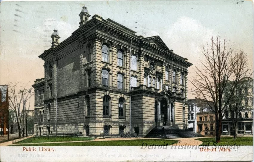 Postcard - Public Library, Detroit, Mich.