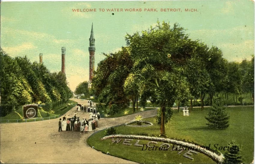 Postcard - Welcome to Water Works Park, Detroit, Mich.