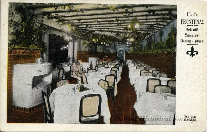 Postcard - Cafe Frontenac, Detroit's Smartest Dining-place
Italian Garden.
