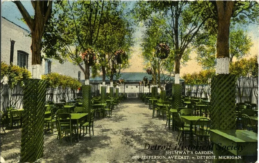 Postcard - Shumway's Garden,
1470 Jefferson Ave. East. - Detroit, Michigan.