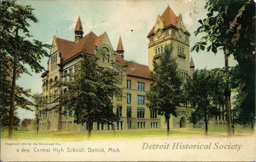 Postcard - Central High School, Detroit, Mich.