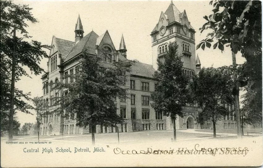 Postcard - Central High School, Detroit, Mich.