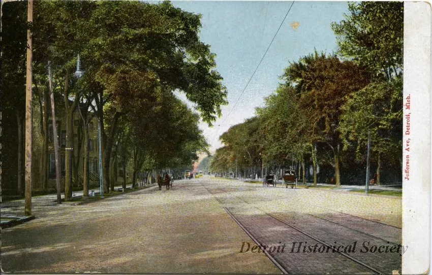 Postcard - Jefferson Ave, Detroit, Mich.