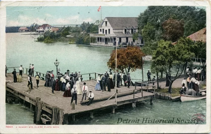 Postcard - A Resort, Ste. Claire Flats, Mich.