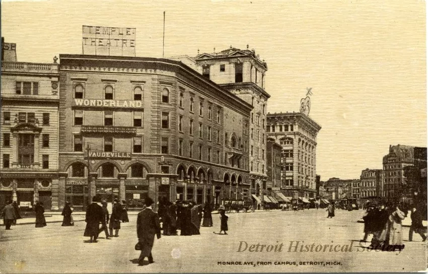 Postcard - Monroe Ave, From Campus, Detroit, Mich.