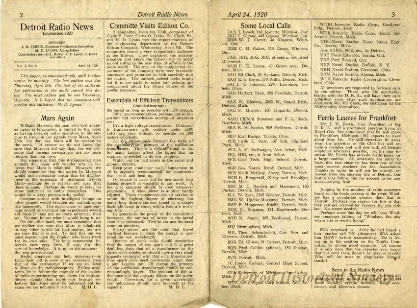 Newsletter - Detroit Radio News, Vol. 1, No. 3