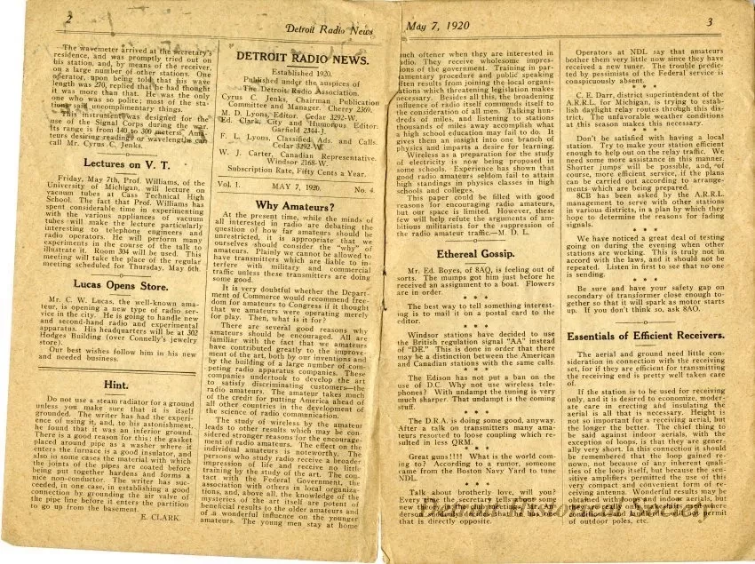Newsletter - Detroit Radio News, Vol. 1, No. 4