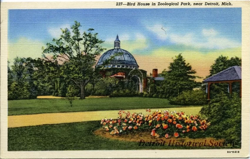 Postcard - Bird House in Zoological Park, near Detroit, Mich.