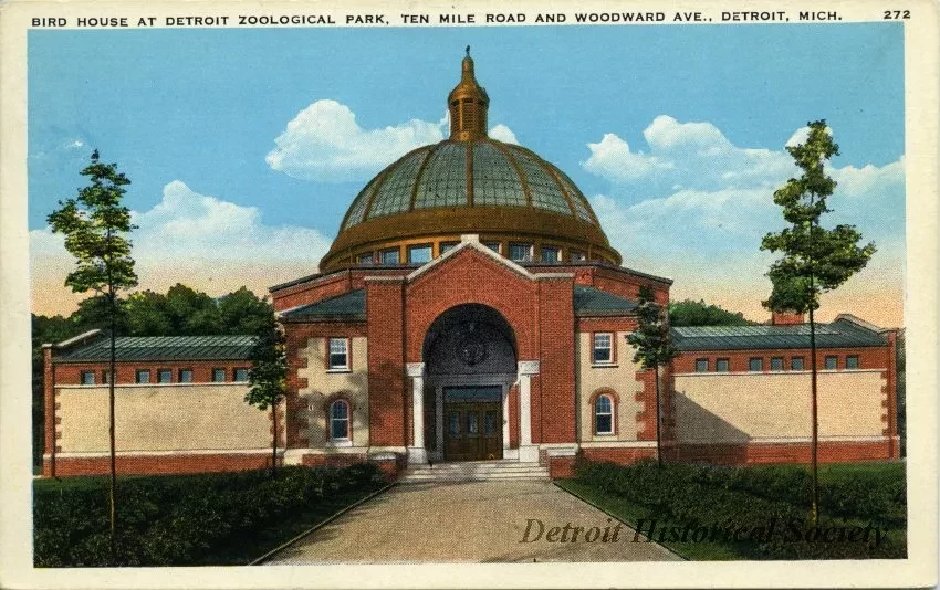 Postcard - Bird House at Detroit Zoological Park, Ten Mile Road and Woodward Ave., Detroit, Mich.