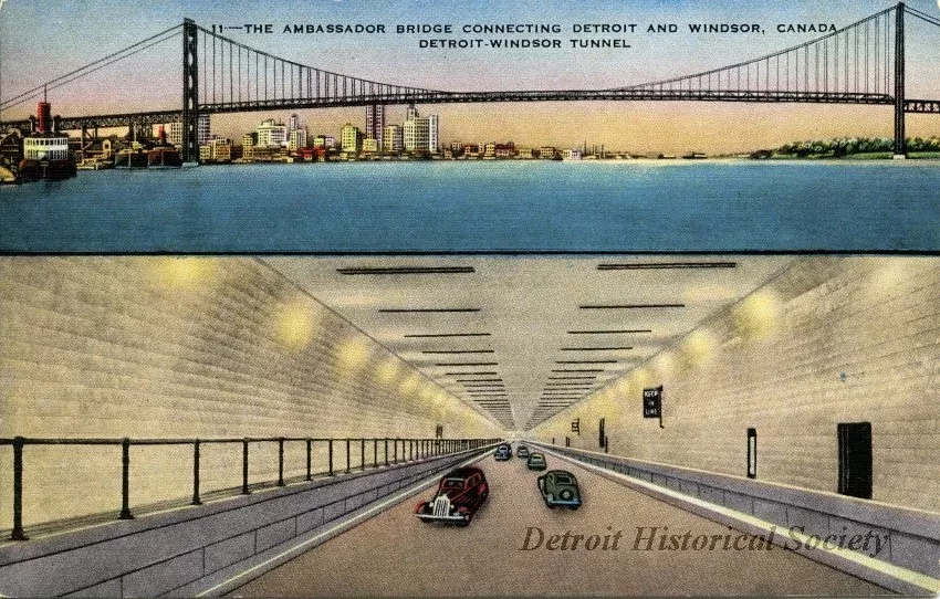 Postcard - The Ambassador Bridge Connecting Detroit and Windsor, Canada
Detroit-Windsor Tunnel