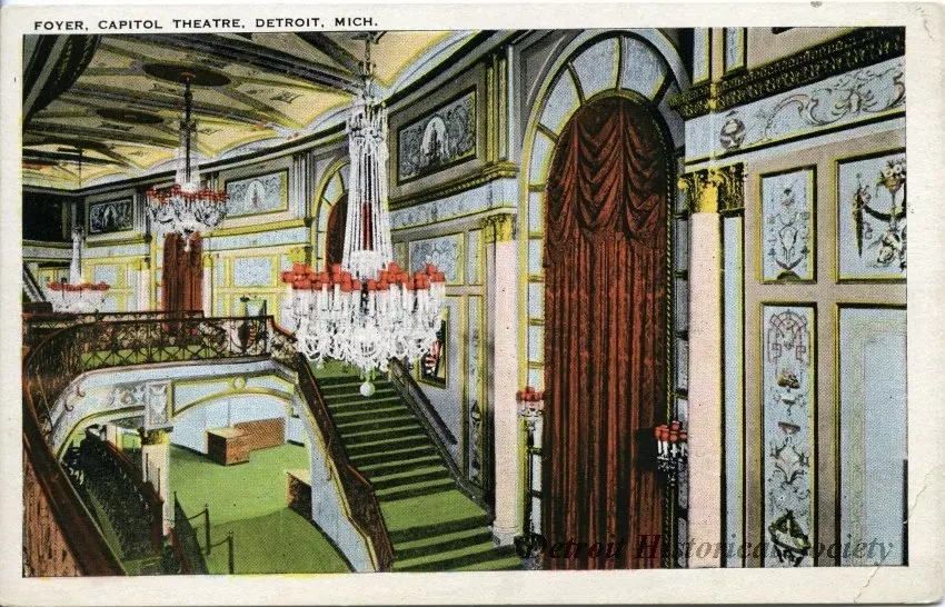 Postcard - Foyer, Capitol Theater, Detroit, Mich.