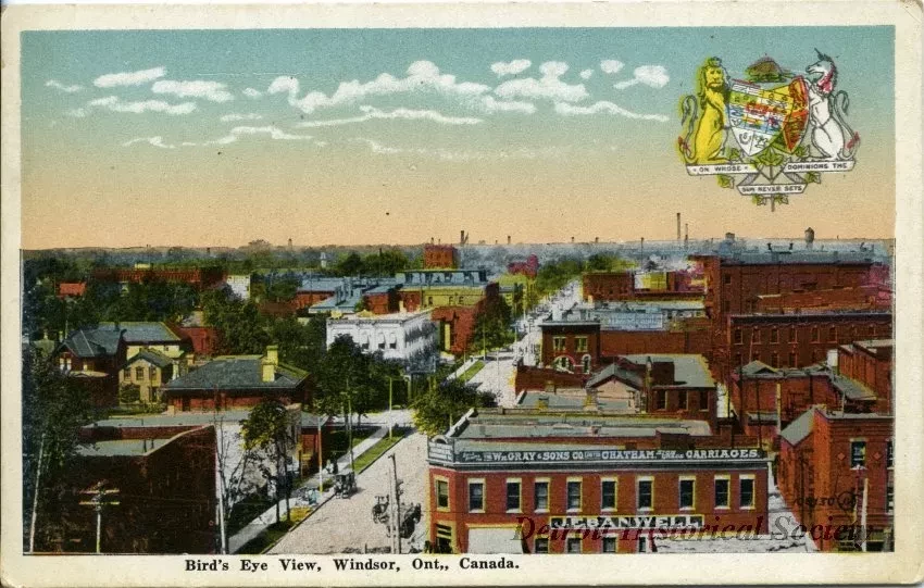Postcard - Bird's Eye View, Windsor, Ont,, Canada.