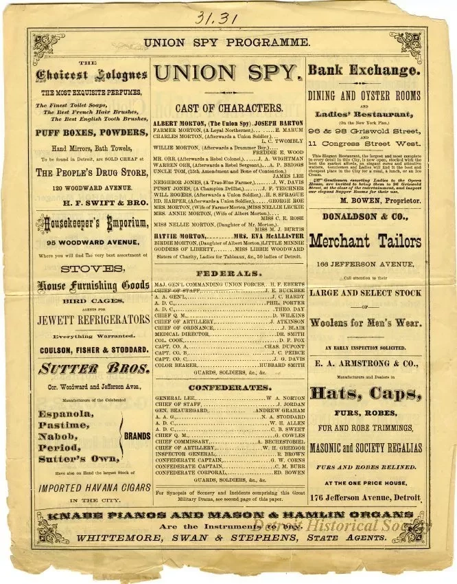 Program, Theater - Programme.  Union Spy