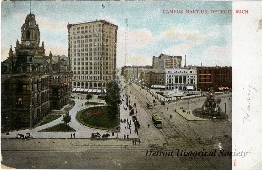 Postcard - Campus Martius, Detroit, Mich.