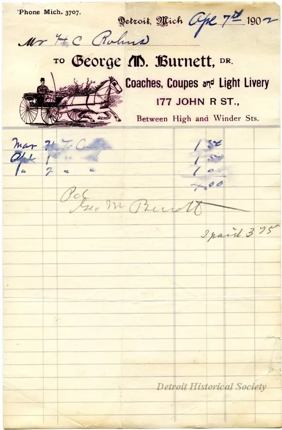 Bill - George M. Burnett, Driver
Coaches, Coupes, and Light Livery