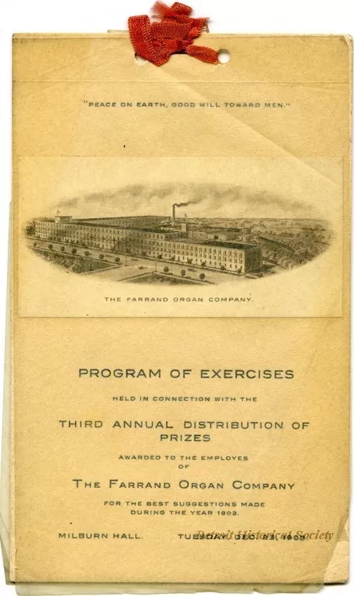 Program - Program of Exercises Held in Connection With the Third Annual Distribution of Prizes Awarded to the Employees of the Farrand Organ Company