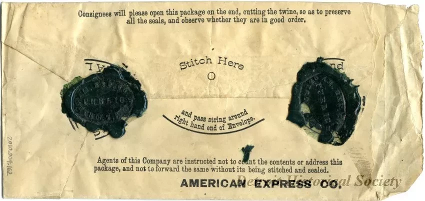 Envelope - American Express Company, 
Detroit, Michigan Office