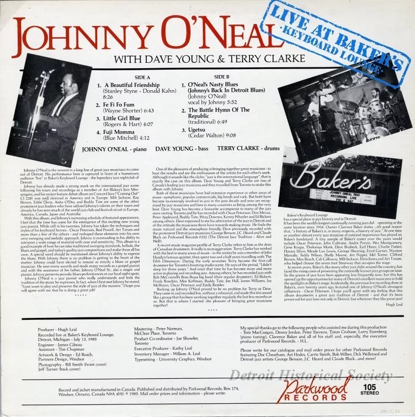 Album, Record - Live at Baker's Keyboard Lounge