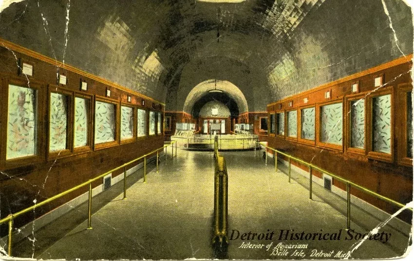 Postcard - Interior of Aquarium, Belle Isle, Detroit, Mich.