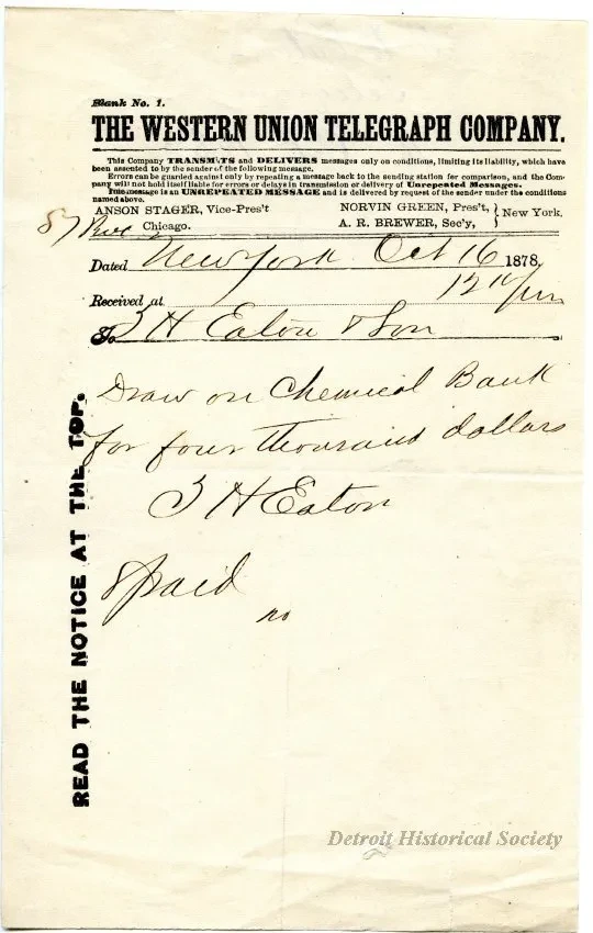 Telegram - The Western Union Telegraph Company