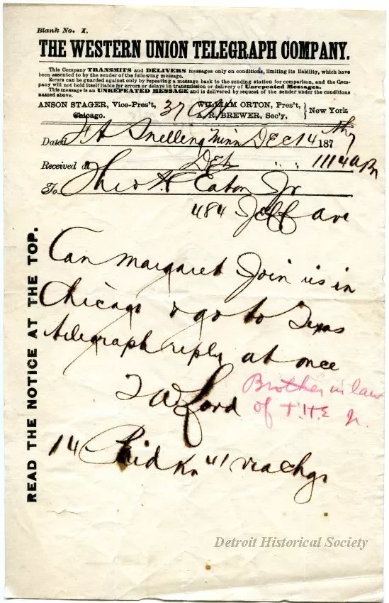 Telegram - The Western Union Telegraph Company