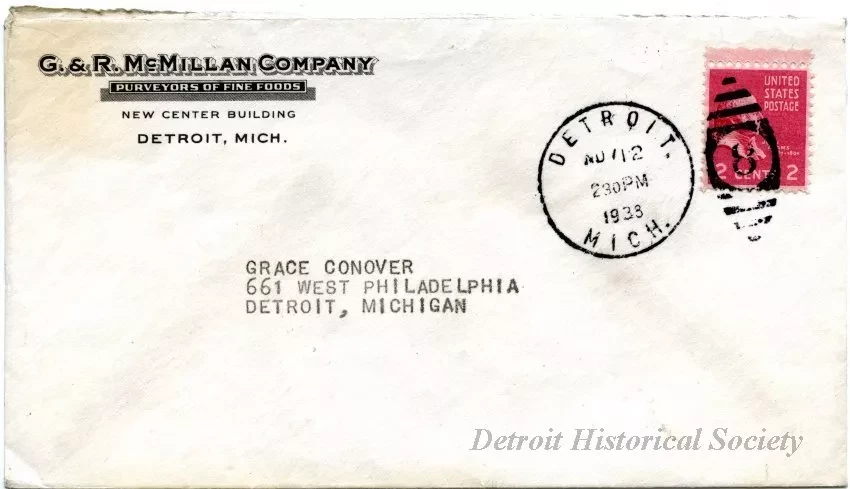 Letter - G. & R. McMillan Company, 
Purveyors of Fine Foods