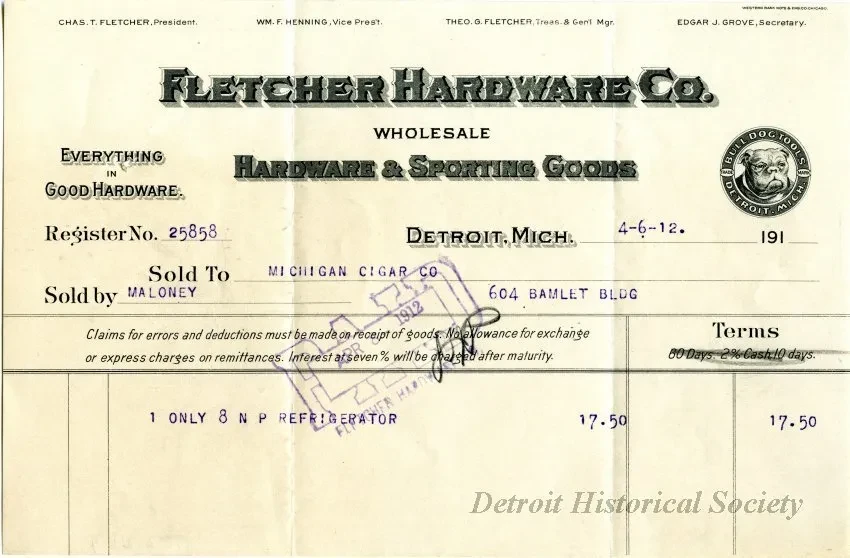Bill-of-sale - Fletcher Hardware Company