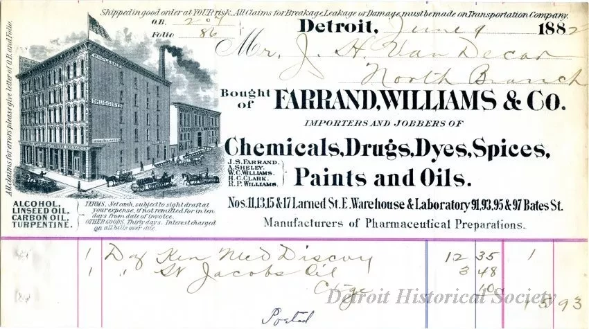 Receipt - Farrand, Williams & Co.