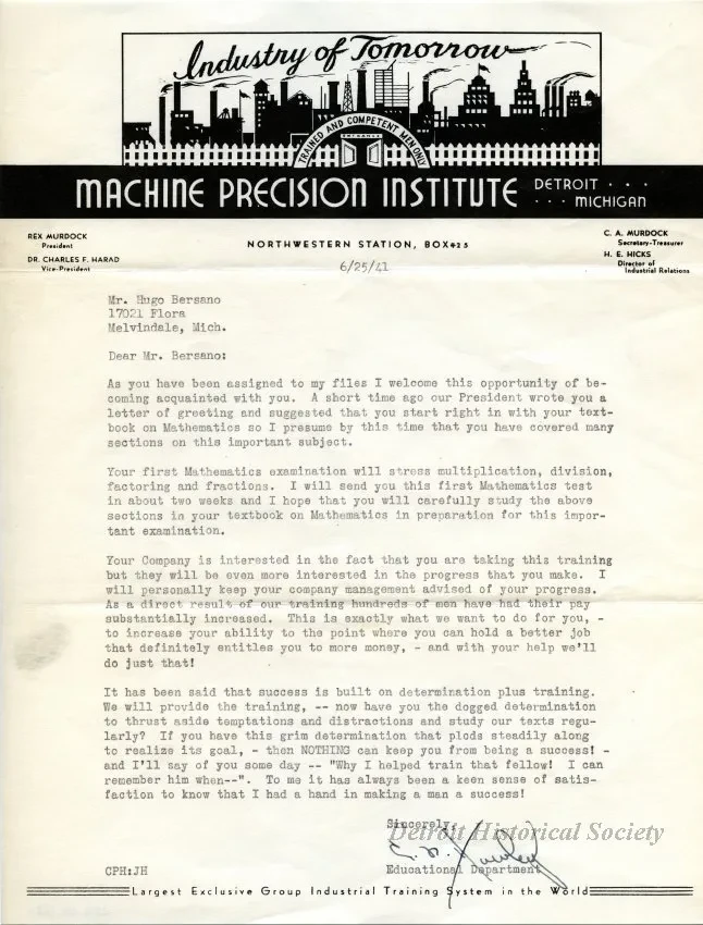 Letter - Machine Precision Institute