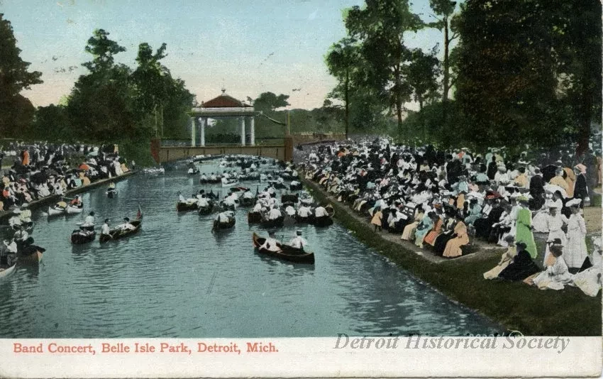Postcard - Band Concert, Belle Isle Park, Detroit, Mich.