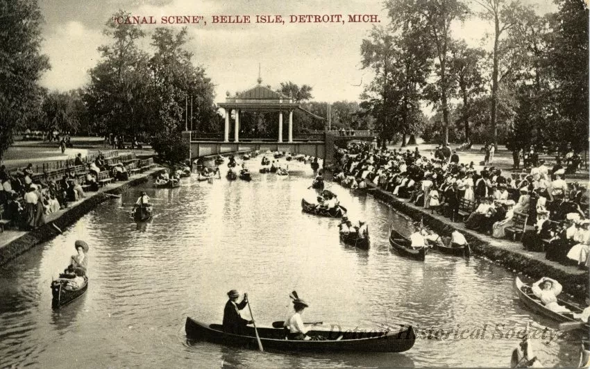 Postcard - "Canal Scene", Belle Isle, Detroit, Mich.