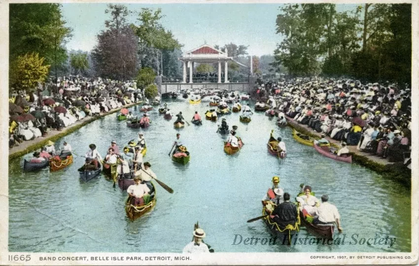 Postcard - Band Concert, Belle Isle Park, Detroit, Mich.