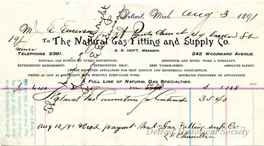 Bill-of-sale - Natural Gas Fitting and Supply Company
