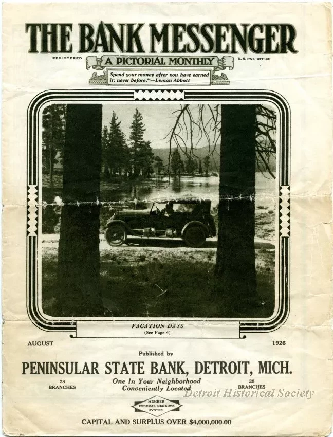 Newsletter - The Bank Messenger - A Pictorial Monthly
(published by Peninsular State Bank)