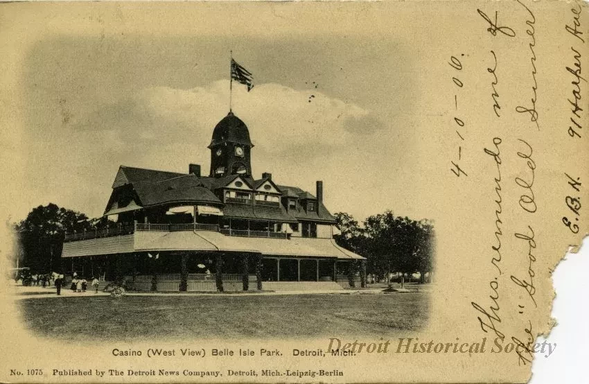 Postcard - Casino (West View) Belle Isle Park, Detroit, Mich.